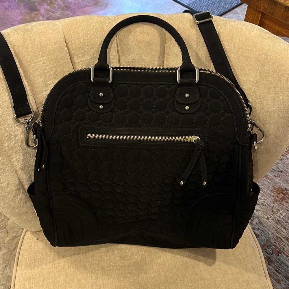 Vera Bradley top handle satchel w/ crossbody strap.